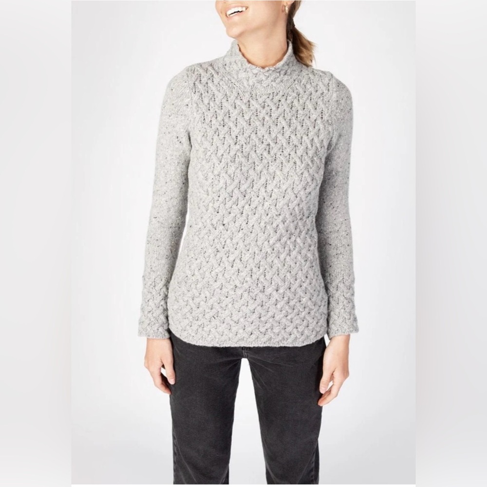Cream Aran Trellis Pattern Wool and Cashmere Sweater - Picture 13 of 13